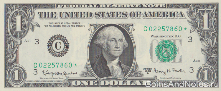 1 доллар 1963 года. США. р443b(C)*