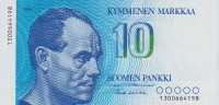 Банкнота 10 марок 1986 года. Финляндия. р113а(15)