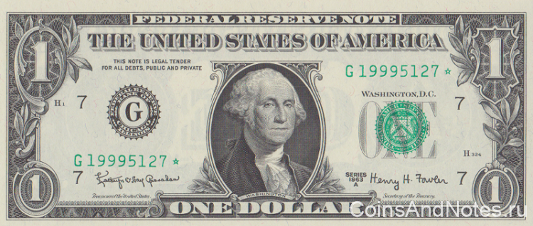 1 доллар 1963 года. США. р443b(G)*