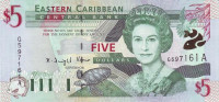 5 долларов 2000 года. Карибские острова. р37а