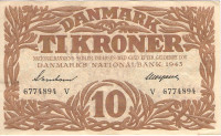 10 крон 1943 года. Дания. р31р