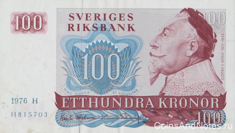 100 крон 1976 года. Швеция. р54b