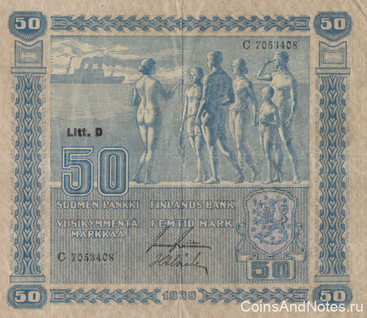 50 марок 1939 года. Финляндия. р72а(20)