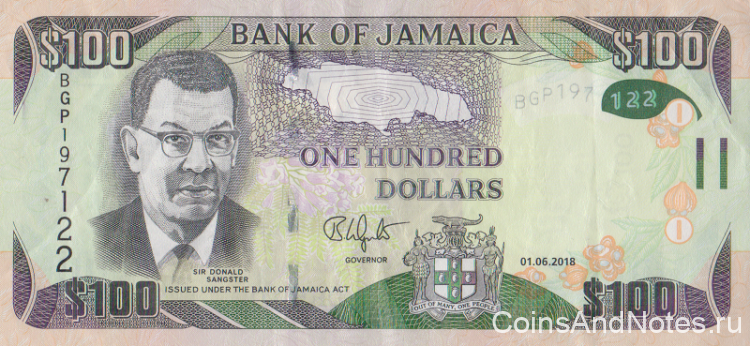 100 долларов 2018 года. Ямайка. р95(18)