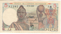 5 франков 17.08.1943 года. Западная Африка. р36