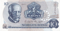 10 крон 1977 года. Норвегия. р36с