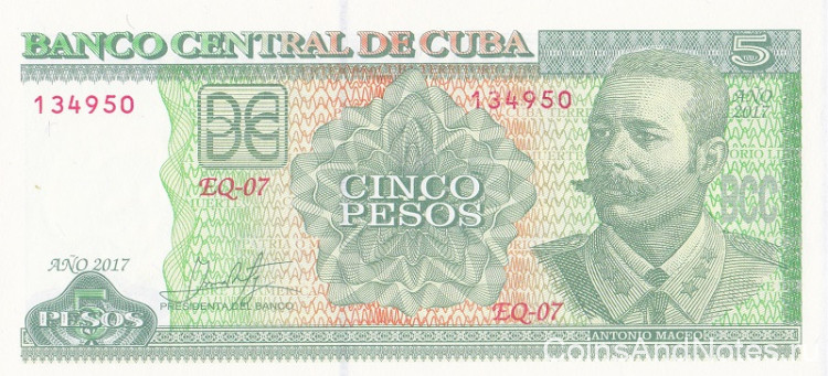 5 песо 2017 года. Куба. р116