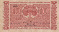 Банкнота 10 марок 1945 года. Финляндия. р85(22)