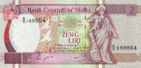 Банкнота 2 лиры 1967(1994) года. Мальта. р45а