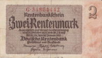 2 рентмарки 30.01.1937 года. Германия. р174b(1)