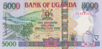 5000 шиллингов 2009 года. Уганда. р44d