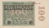 Банкнота 100 000 000 марок 22.08.1923 года. Германия. р107а