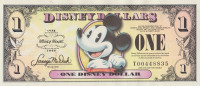 Банкнота сувенирная 1 доллар 2008 года. Диснейленд.