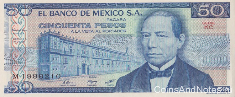 50 песо 27.01.1981 года. Мексика. р73(КС)