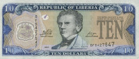Банкнота 10 долларов 2011 года. Либерия. р27f
