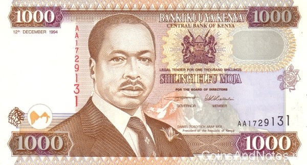 1000 шиллингов 12.12.1994 года. Кения. р34а