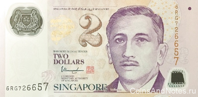2 доллара 2006-2018 годов. Сингапур. р46к