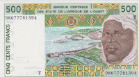 Банкнота 500 франков 1998 года. Того. р810Ti