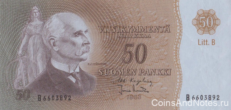 50 марок 1963 года. Финляндия. р107а(18)