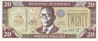 Банкнота 20 долларов 2009 года. Либерия. р28e