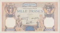 1000 франков 26.01.1939 года. Франция. р90с(39)