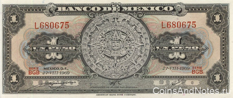 1 песо 1969 года. Мексика. р59к(BGB)