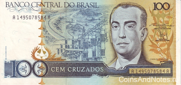 100 крузадо 1986-1988 годов. Бразилия. р211b