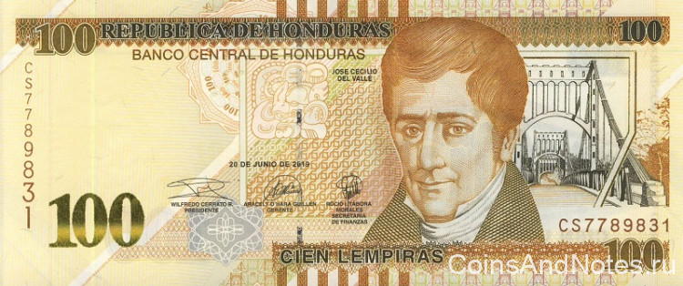 100 лемпира 2019 года. Гондурас. р102(19)
