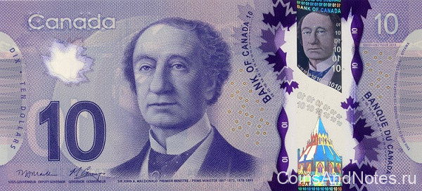 10 долларов 2013 года. Канада. р107а