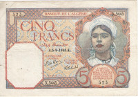 5 франков 1941 года. Алжир. р77b