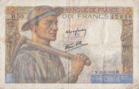 10 франков 25.03.1943 года. Франция. р99b(43)