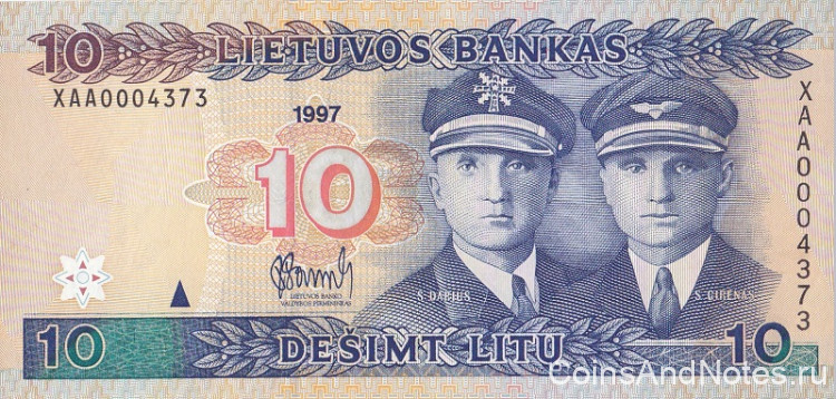 10 литов 1997 года. Литва. р59