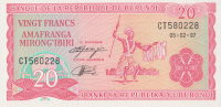 20 франков 1997 года. Бурунди. р27d(97)