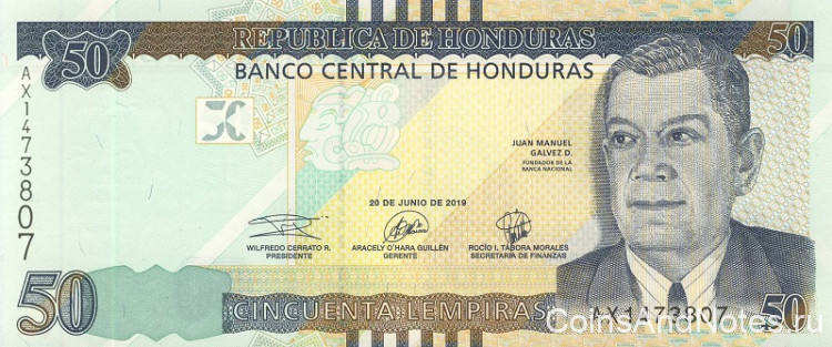 50 лемпира 2019 года. Гондурас. рW104(19)