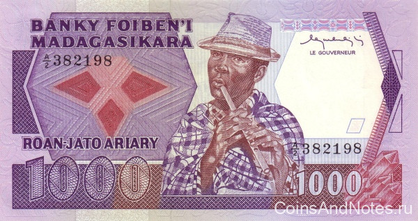 1000 ариари 1983-87 годов. Мадагаскар.  р68a