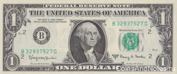 1 доллар 1963 года. США. р443b(B)