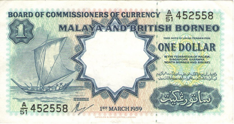 1 доллар 1959 года. Малайя и Британское Борнео. р8а
