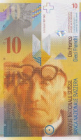 Банкнота 10 франков 1995 года. Швейцария. р66а(3)