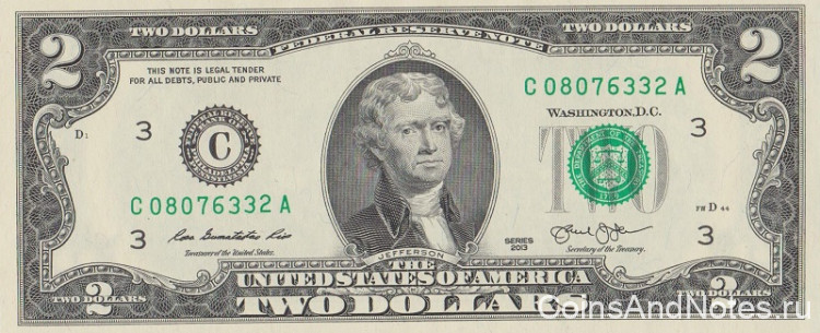 2 доллара 2013 года. США. р538(с)