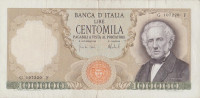Банкнота 100000 лир 1967 года. Италия. р100а