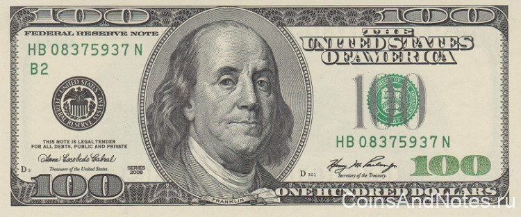 100 долларов 2006 года. США. р528(B2)