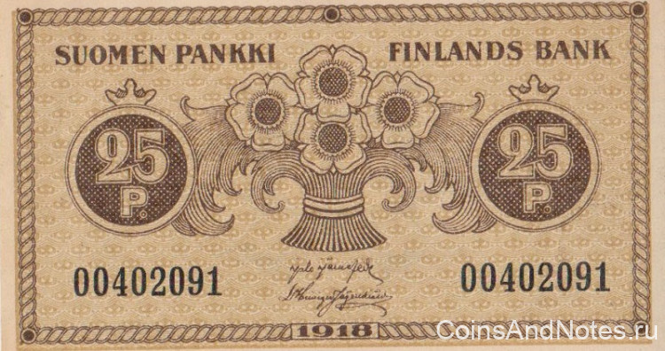 25 пенни 1918 года. Финляндия. р33(4)