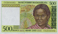 500 франкнов 1994 года. Мадагаскар. р75b