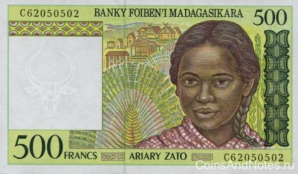 500 франкнов 1994 года. Мадагаскар. р75b