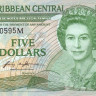 5 долларов 1986-1898 годов. Карибские острова. р18м