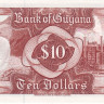 10 долларов 1966-1992 годов. Гайана. р23d