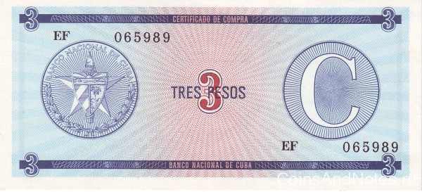 3 песо 1985 года. Куба. рFX20