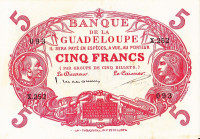 5 франков 1901 года (1928-1945 года). Гваделупа. р7с(2)