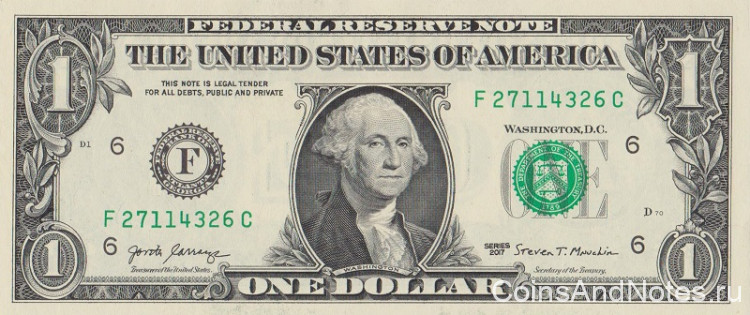 1 доллар 2017 года. США. р544(F)