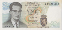 Банкнота 20 франков 1964 года. Бельгия. р138(1)